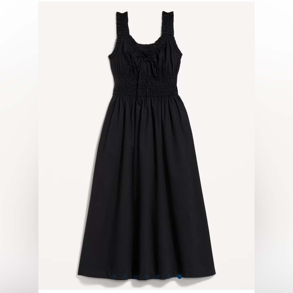 Old Navy Black Waist Defined Sleeveless Midi Dress Size Large Tall